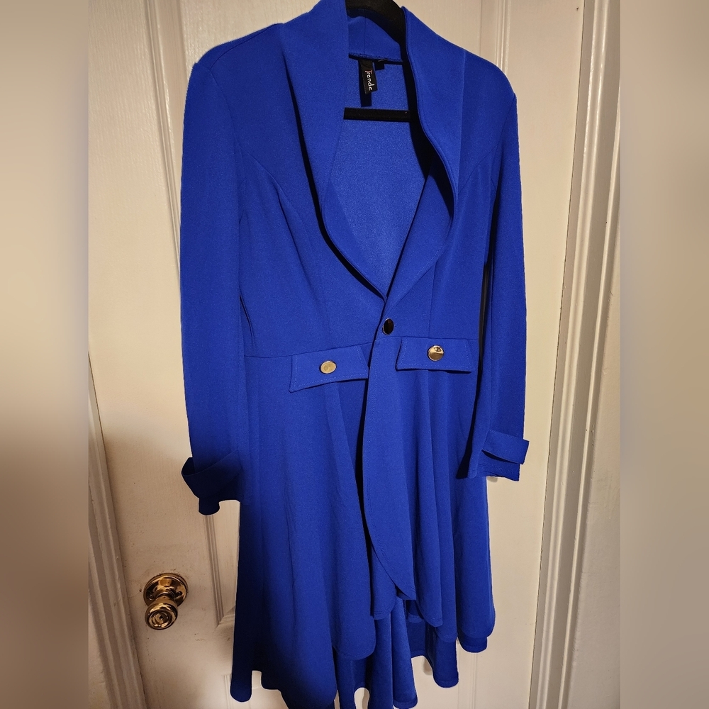 Trende Blue Flowy Lightweight Coat Size L - Picture 2 of 6